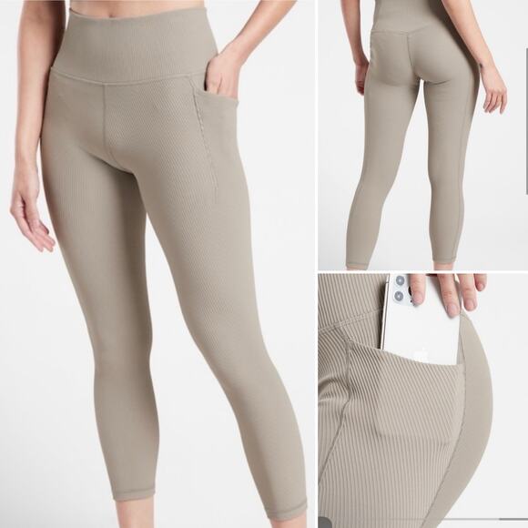 Athleta Pants - 3 FOR $50! 🎁 ATHLETA Bluff Grey Salutation Stash Pocket Rib 7/8 Tight Sz…